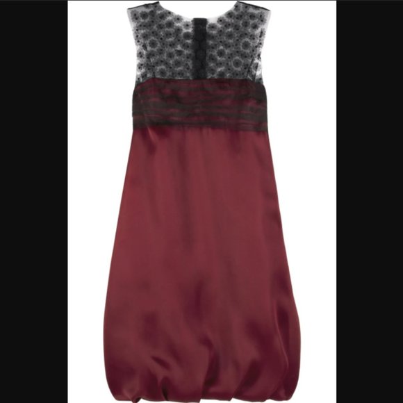 Lela Rose Dress 6 Silk Daisy Mesh Bubble Mini Red Holiday - Picture 13 of 13